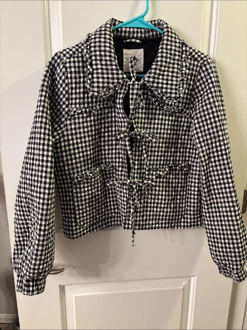 Avec Les Filles Black & White Gingham Tie-Front Jacket